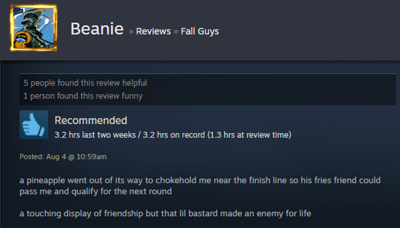 Fall Guys As Told By Steam Reviews Kotaku Uk