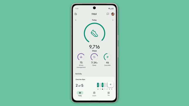 விளம்பர வீடியோவிலிருந்து Fitbit பயன்பாட்டின் ஸ்கிரீன்ஷாட்