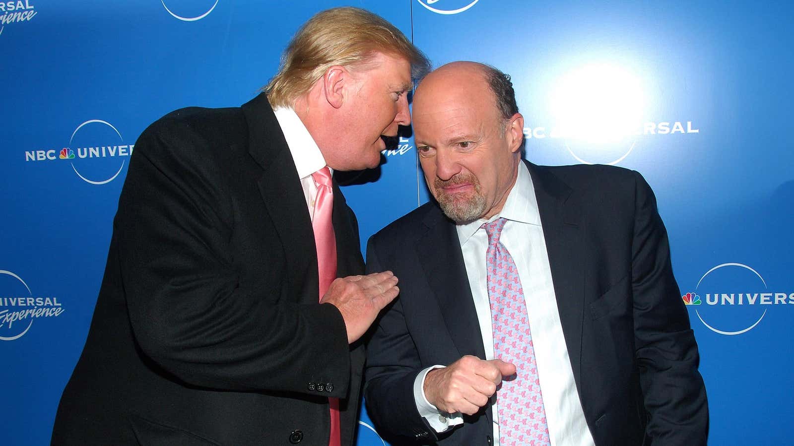 File photo of Donald Trump and Jim Cramer at Rockefeller Center on May 12, 2008 in New York City.