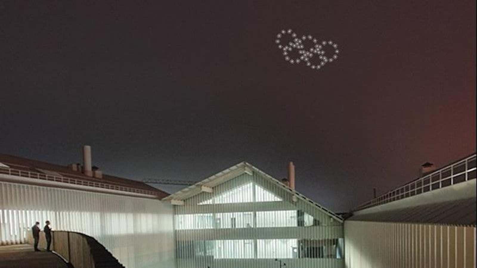 Artist’s conception of a cubesat ad showing the Olympic rings. Image: Shamil Biktimirov/Skoltech