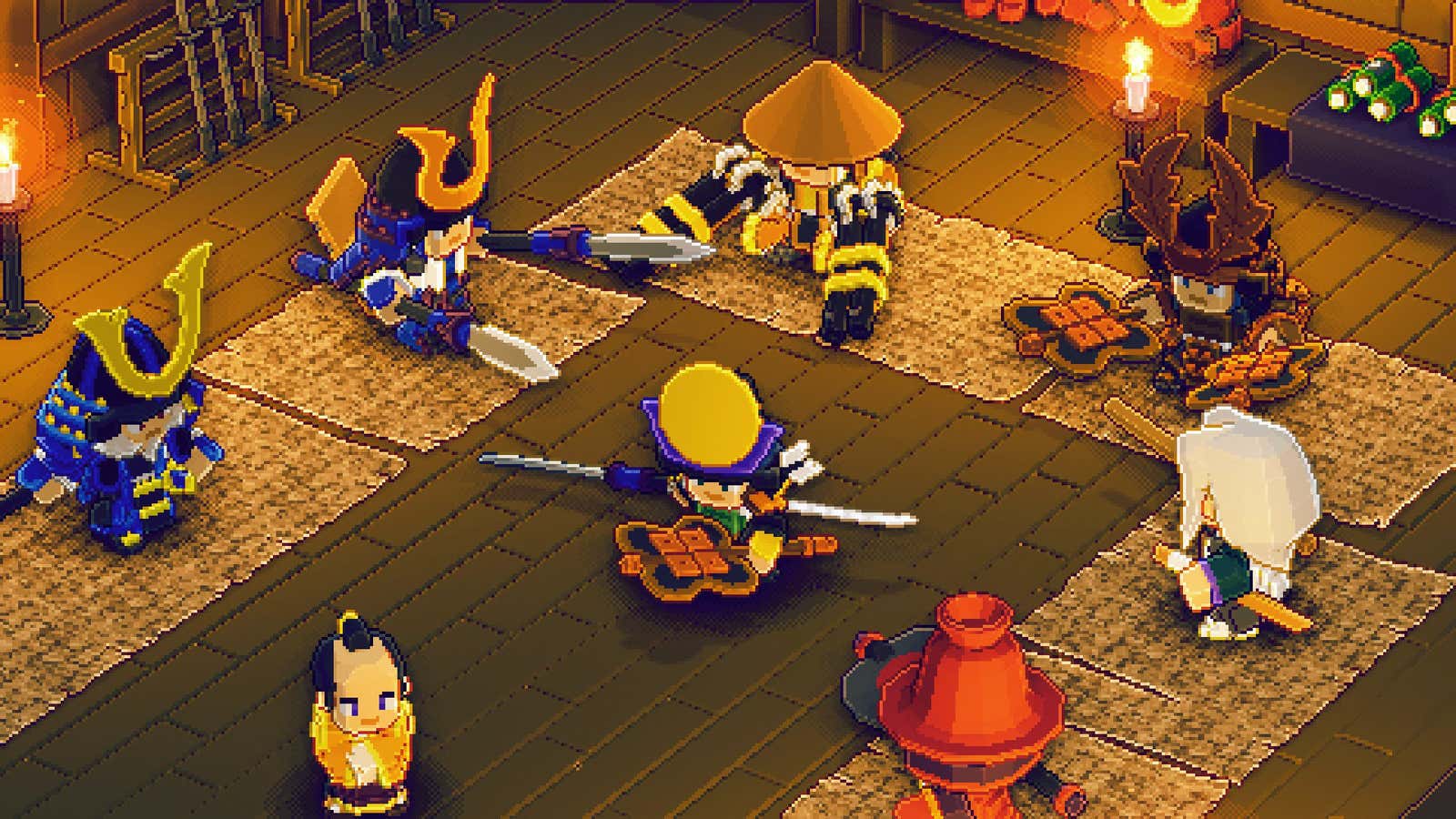 Samurai Bringer protagonist Susanoo is standing in the middle of various other legendary warriors.
