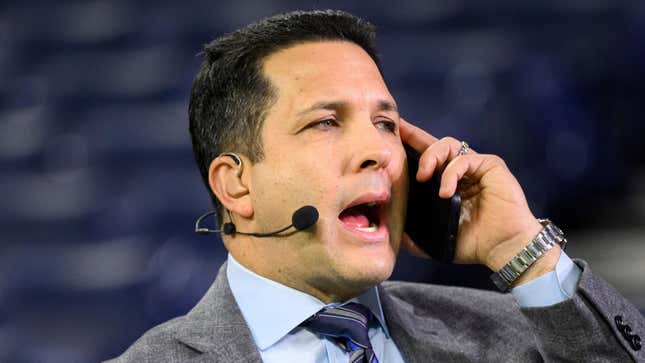 Adam Schefter, who was born with an iPhone attached to his face, has inspiringly leveraged his condition into a successful career. Unfortunately, it has ruined things for the rest of us.