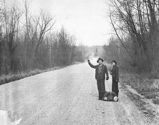 Hitchhiking in Mississippi 1936.