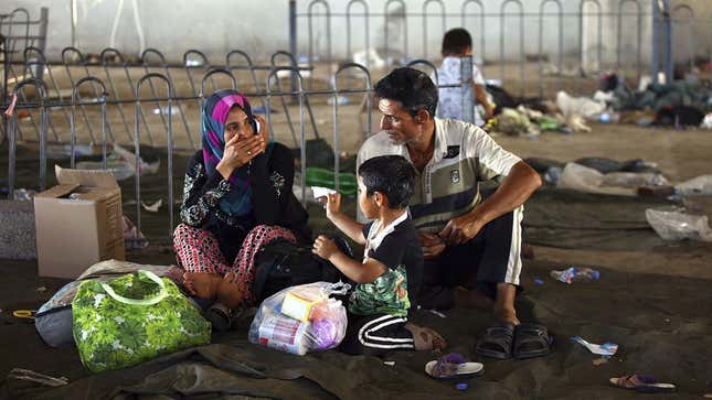 A Shia Turkmen family that fled the fighting in Tal Afar in 2014.