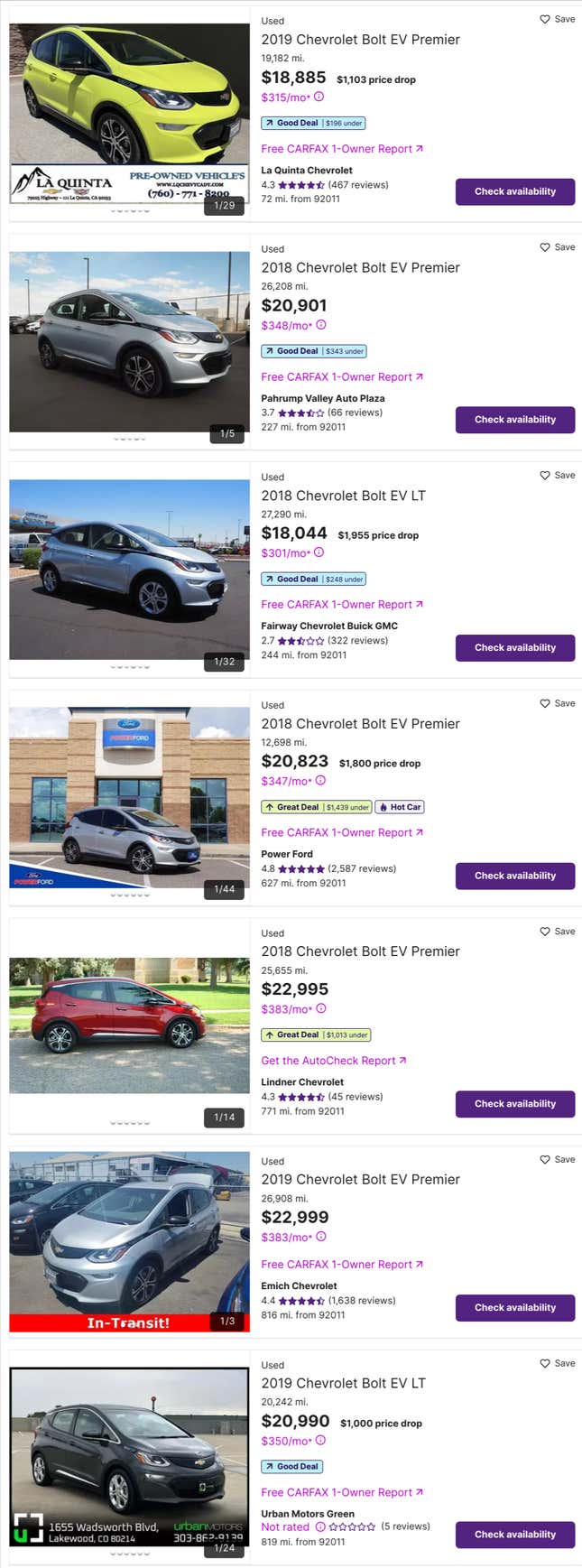 Image for article titled A Used Chevy Bolt Might Be The Best $20,000 Commuter Car