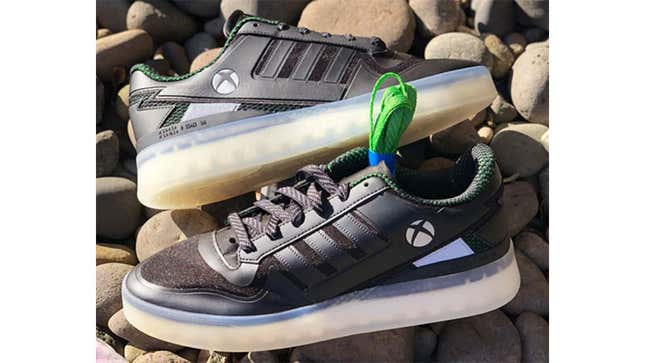 The rumored Adidas x Xbox sneakers, looking like weird knock-offs