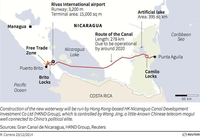 Image for article titled Why is a Chinese tycoon building a $50 billion canal in Nicaragua that no one wants?