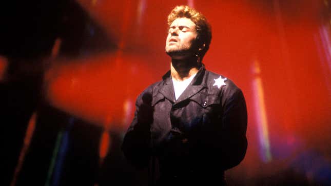 George Michael performs on stage in Australia, March 1988.