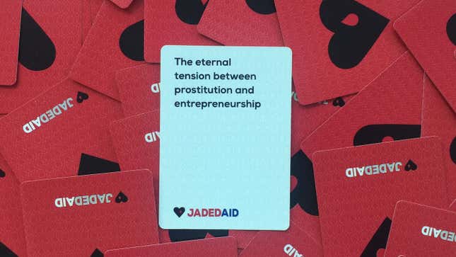 Image for article titled This Cards Against Humanity-like game for jaded aid workers is as cynical about the world as they are
