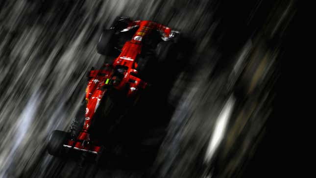 A photo of a Ferrari F1 car at the 2017 Singapore Grand Prix