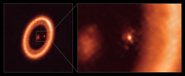 Imagen para el artículo titulado Captan la primera imagen directa del nacimiento de un exoplaneta y sus lunas