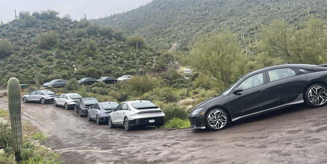 A silver 2023 Hyundai Ioniq 6 EV.