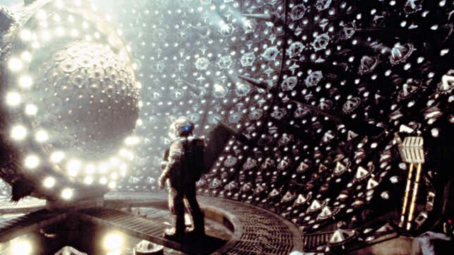 a man standing in a weird room