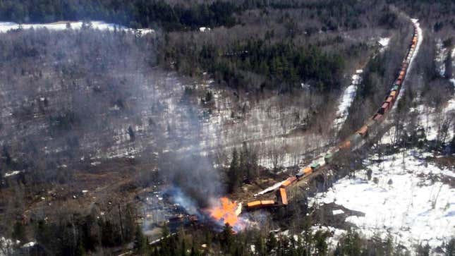 Image for article titled The Latest Train Derailment Started a Forest Fire