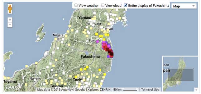 Image for article titled Monitoring the spreading radiation from Fukushima, in real time