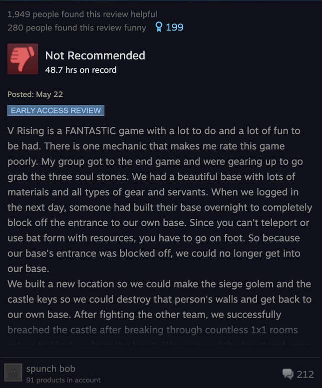 Image for article titled V Rising, As Told By Steam Reviews