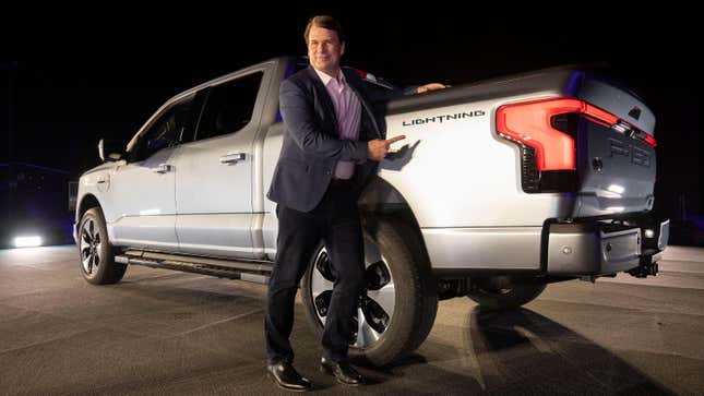 Ford CEO Jim Farley in front of an F-150 Lightning