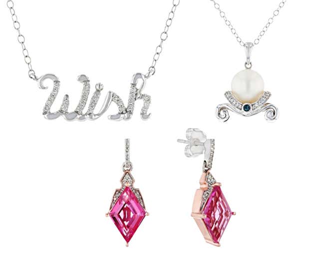 wish necklace, pearl cinderella carriage necklace, aurora earrings