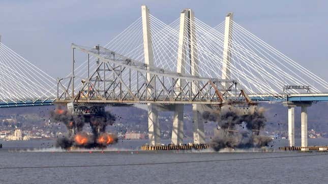 The old Tappan Zee being destroyed to make way for the new. 