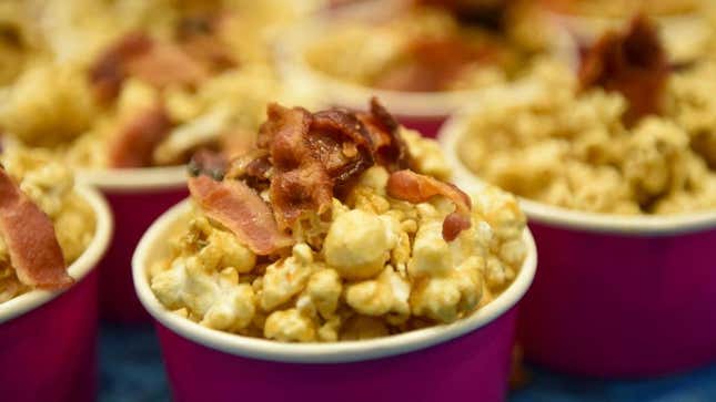 Popcorn with bacon on top