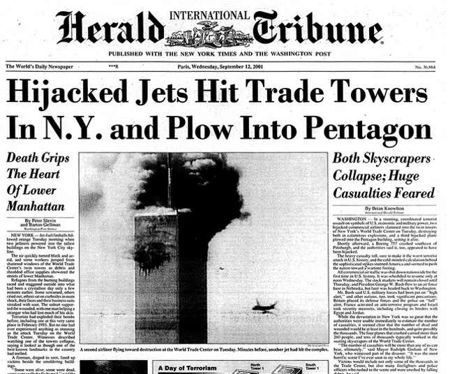 Image for article titled Today’s IHT is officially an artifact. Here are 8 memorable front pages