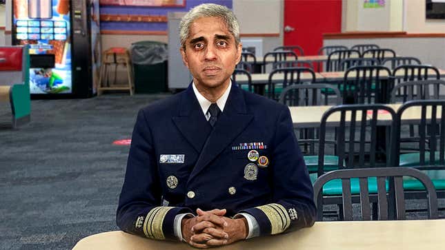 Image for article titled Tearful Surgeon General Appears At Empty Chuck E. Cheese Table To Warn Nation Of Loneliness Epidemic