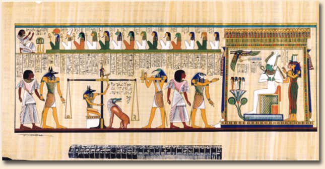 Metrology in action – weighing the souls of the dead and the Egyptian Royal Cubit (the black rod).