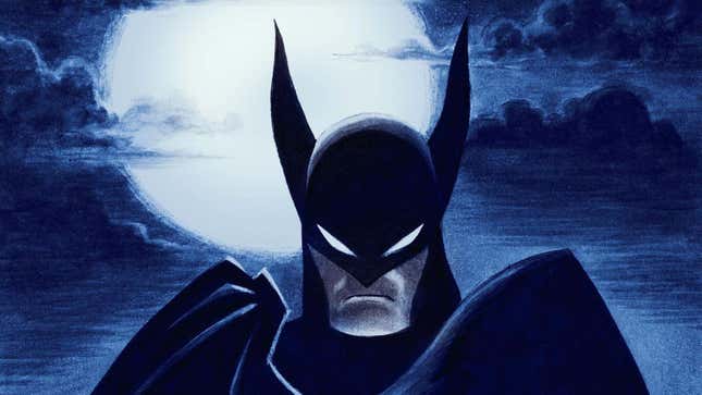 Batman poses against the moon, as he's wont to do.