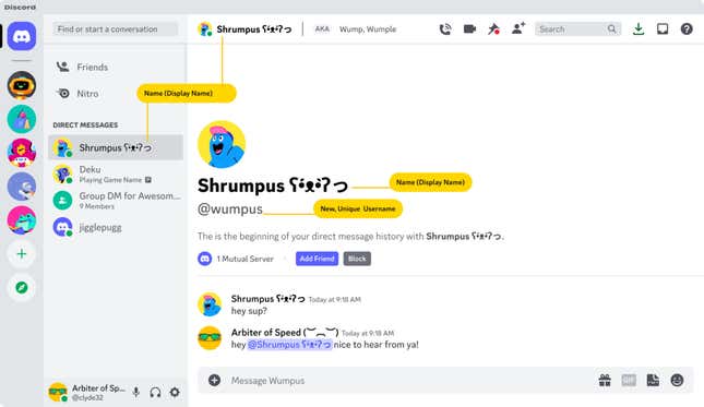 A mockup shows what Discord's new usernames will look like. 