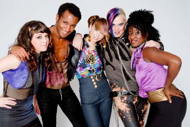 Korto (far left) in 2008 for her first season of Project Runway