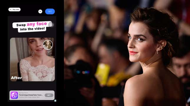 Image for article titled Sexual Deepfakes of Emma Watson Run Rampant in Facebook and Instagram Ads