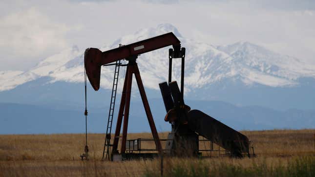 oil pumpjack in field