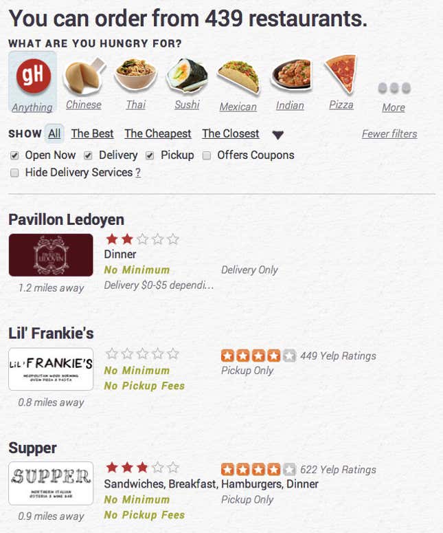 Did these restaurants pay to appear at the top of search results?