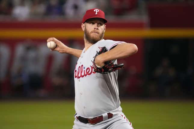 Jun 13, 2023; Phoenix, Arizona, USA; Philadelphia Phillies starting pitcher Zack Wheeler (45) pitches against the Arizona Diamondbacks during the third inning at Chase Field.