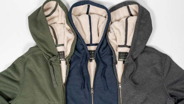 Save on Jachs NY’s collection of comfy, sherpa-lined hoodies for maximum warmth and softness. 