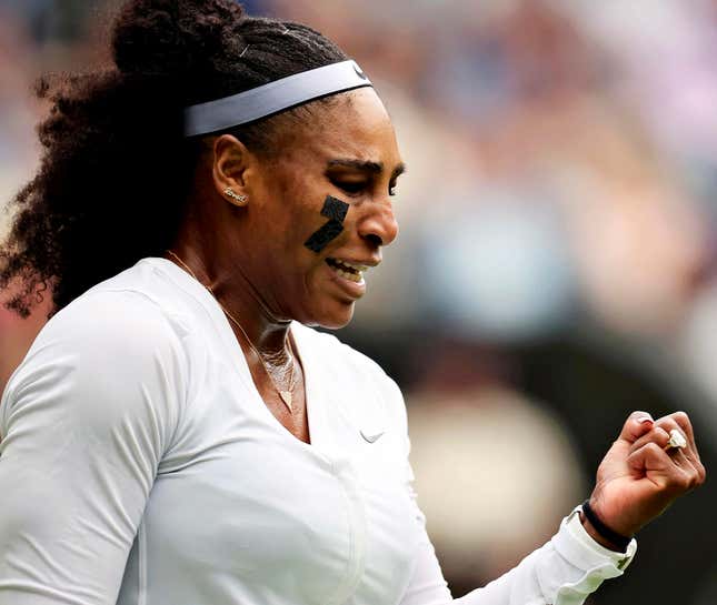 Serena Williams of United States reacts during ladies’ singles first round match against Harmony Tan of France in the Championships, Wimbledon at All England Lawn Tennis and Croquet Club in London, United Kingdom on June 28, 2022. Former world number one in women’s tennis Serena Williams announced her intention to retire after the US Open, which will begin in New York on the 29th. 40-year-old Serena Williams has claimed 23 Grand Slam titles.