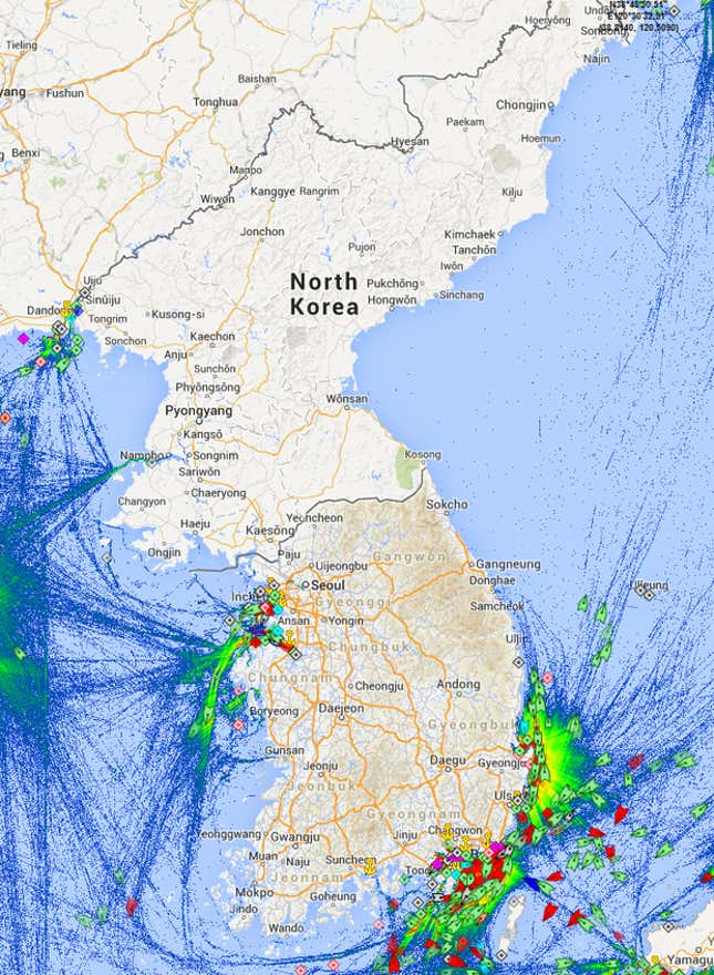 Container ship traffic.