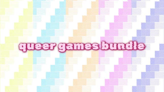 The words "queer games bundle" set against a colorful background