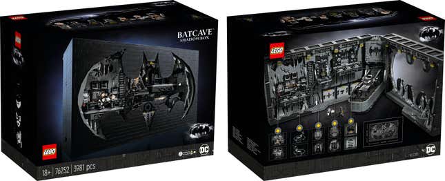 Front and back box shots of the Lego Batman Returns Batcave Shadowbox set.
