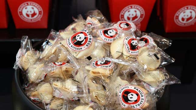 Panda Express fortune cookies on platter