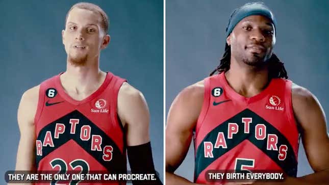 Image for article titled Toronto Raptors Delete, Apologize for Cringey Women&#39;s History Month Video About Birthing