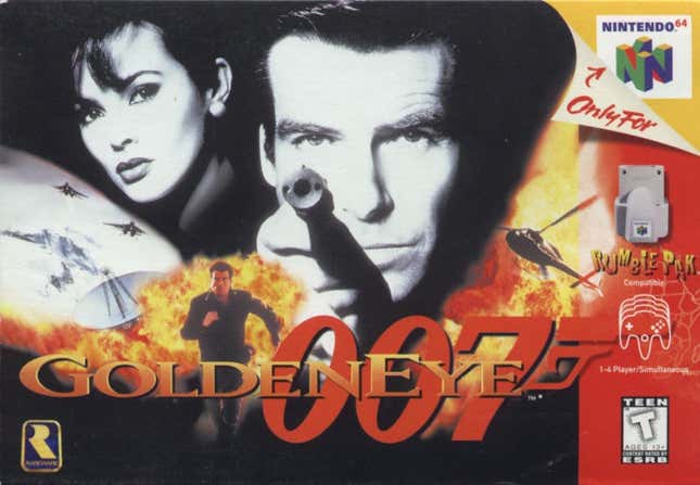 The coverart for GoldenEye 007 64 shows James Bond and company preparing for thrills. 