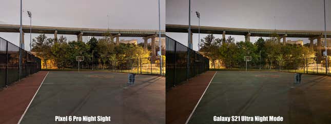 Pixel 6 vs S21 Ultra low light comparison