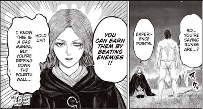 Melina and The Road to the Erdtree protagonist Aseo argue over the proper use of runes.