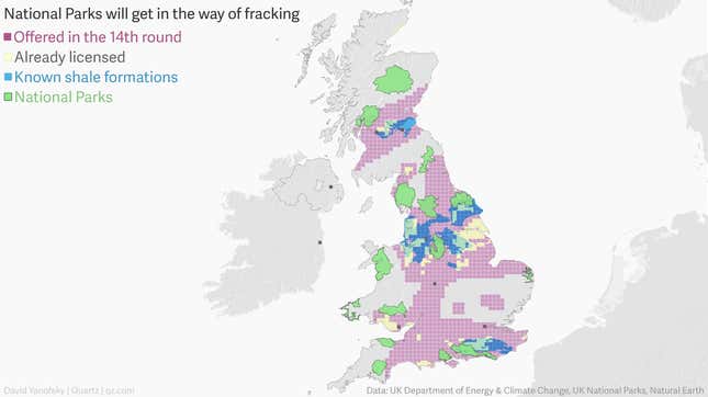 Image for article titled Nearly half the UK is up for fracking, and these maps show you where