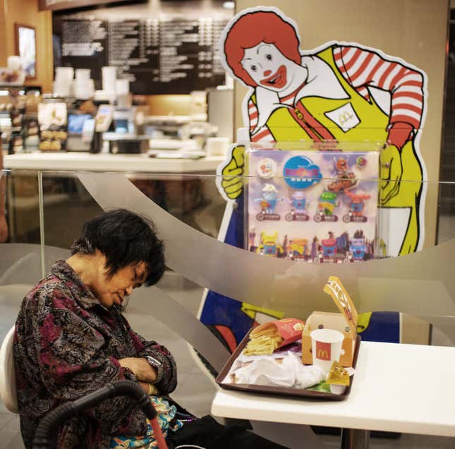 Image for article titled Photos: McDonald’s restaurants transform into shelters for Hong Kong’s homeless