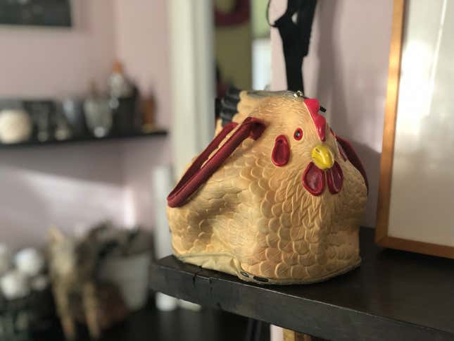 The chicken purse at Kavanaugh’s home in Los Angeles.