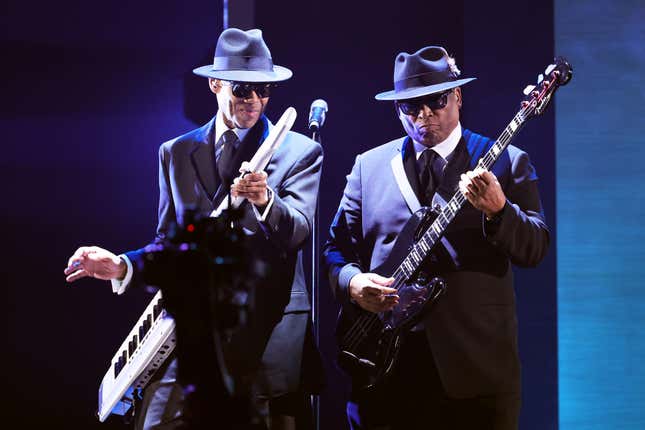Jimmy Jam and Terry Lewis perform onstage during the 64th Annual GRAMMY Awards at MGM Grand Garden Arena on April 03, 2022 in Las Vegas, Nevada.