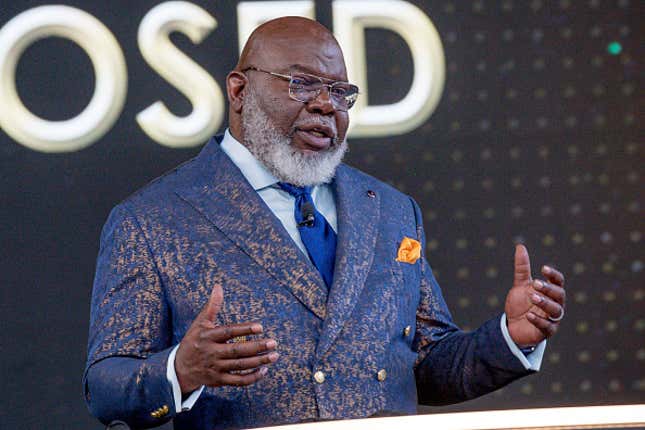 Bishop T.D. Jakes speaks onstage during the grand finale Woman Thou Art Loosed! Homecoming at Georgia World Congress Center on September 22, 2022 in Atlanta, Georgia. 