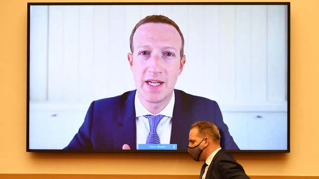 At the time of Facebook/Meta’s acquisition of Giphy, the company was already facing multiple anti-trust probes, including from U.S. regulators. Here, Mark Zuckerberg testifies before Congress virtually during a hearing on “Online Platforms and Market Power”